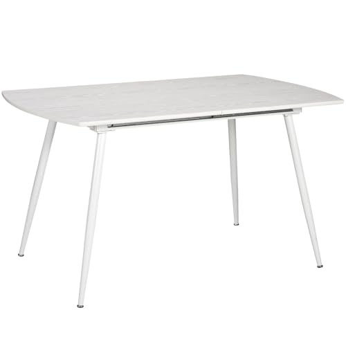 TRISENS Esstisch Mateo ausziehbar 140-180 x 80 cm 6-10 Personen Küchentisch mit Metallgestell für Küche, Esszimmer Holz Optik, Farbe:Weiß von TRISENS