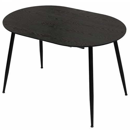 TRISENS Esstisch Rodrigo ausziehbar 120-150-180 x 80 cm 4-10 Personen Ovaler Küchentisch mit Metallgestell für Küche, Esszimmer Holz Optik, Farbe:Schwarz von TRISENS