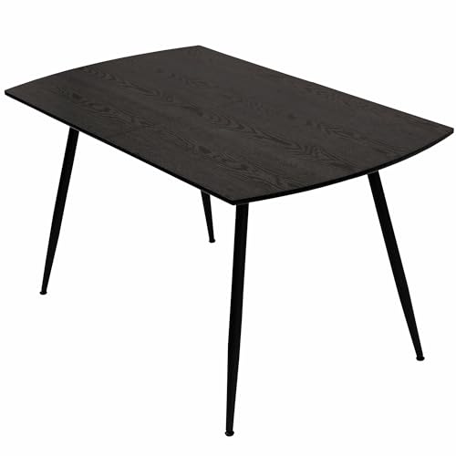 TRISENS Esstisch Sabina ausziehbar 140-180 x 80 cm 6-10 Personen Küchentisch mit Metallgestell für Küche, Esszimmer Holz Optik, Farbe:Schwarz von TRISENS