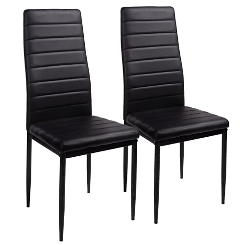 TRISENS Esszimmerstühle 2/4/6/8 Set Stuhl Küchenstuhl Wohnzimmerstühle Kunstleder Stühle, Farbe:Schwarz, Set:2er von TRISENS