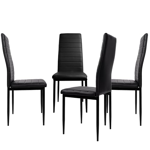 TRISENS Esszimmerstühle 2/4/6/8 Set Stuhl Küchenstuhl Wohnzimmerstühle Kunstleder Stühle, Farbe:Schwarz, Set:4er von TRISENS