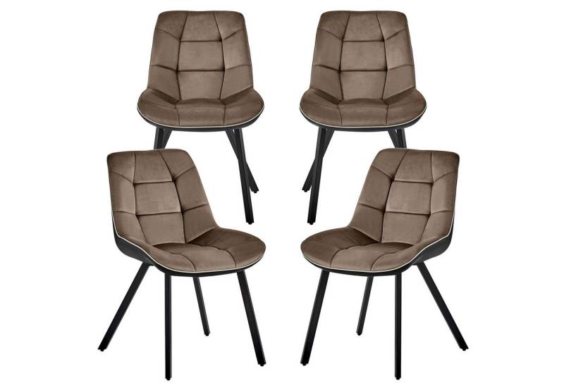 TRISENS Esszimmerstuhl Leonie (Stück, 4 St), Polstersessel mit abgestepptem Samtbezug Küchenstuhl in Velvetoptik von TRISENS