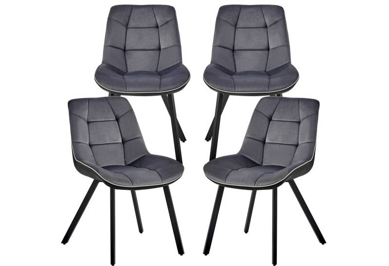 TRISENS Esszimmerstuhl Leonie (Stück, 4 St), Polstersessel mit abgestepptem Samtbezug Küchenstuhl in Velvetoptik von TRISENS