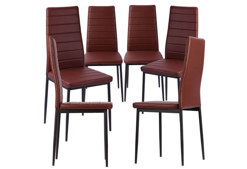 TRISENS Esszimmerstuhl Gabi (Stück, 6 St), Küchenstuhl mit abgestepptem Bezug in Lederoptik mit Metallbeinen von TRISENS