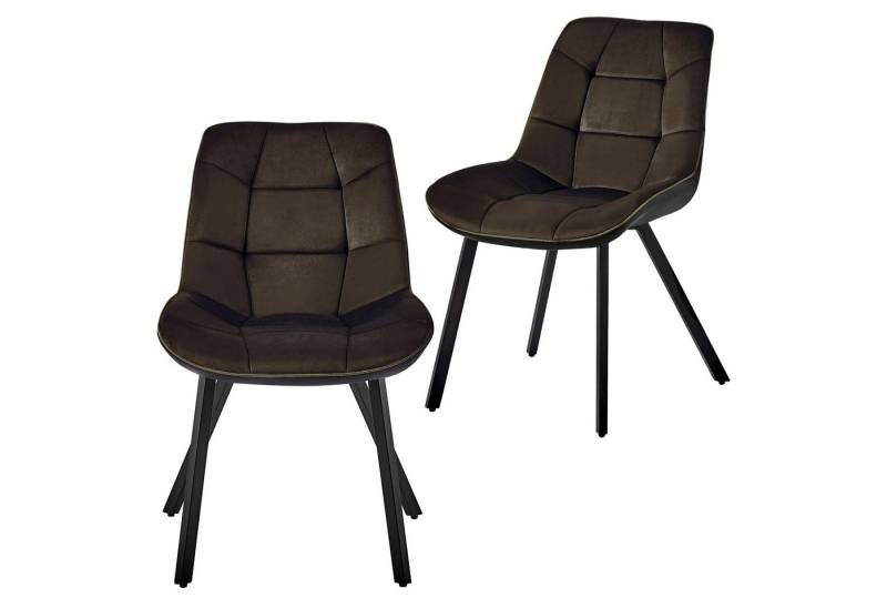 TRISENS Esszimmerstuhl Leonie (1er, 2er, 3er oder 4er Set, 2 St), Polstersessel mit abgestepptem Samtbezug Küchenstuhl in Velvetoptik von TRISENS