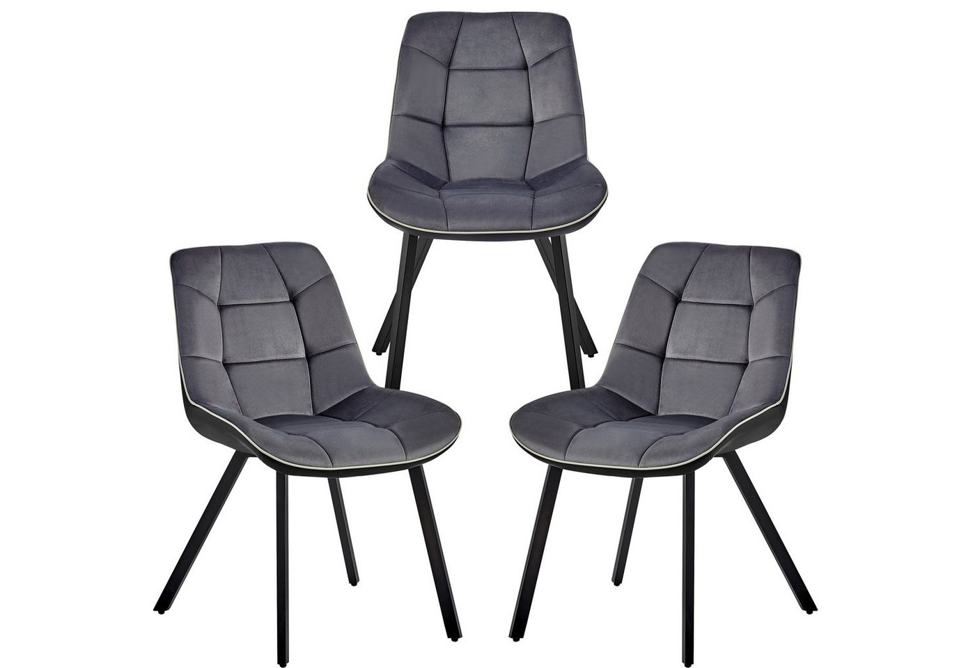 TRISENS Esszimmerstuhl Leonie (1er, 2er, 3er oder 4er Set, 3 St), Polstersessel mit abgestepptem Samtbezug Küchenstuhl in Velvetoptik von TRISENS