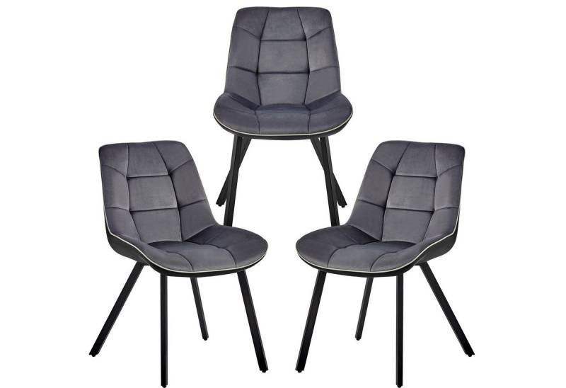 TRISENS Esszimmerstuhl Leonie (1er, 2er, 3er oder 4er Set, 3 St), Polstersessel mit abgestepptem Samtbezug Küchenstuhl in Velvetoptik von TRISENS