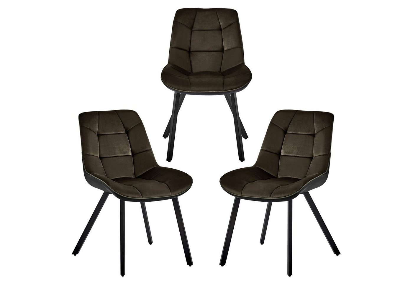 TRISENS Esszimmerstuhl Leonie (1er, 2er, 3er oder 4er Set, 3 St), Polstersessel mit abgestepptem Samtbezug Küchenstuhl in Velvetoptik von TRISENS