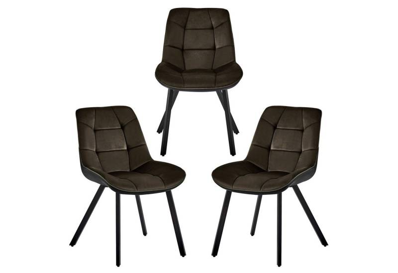 TRISENS Esszimmerstuhl Leonie (1er, 2er, 3er oder 4er Set, 3 St), Polstersessel mit abgestepptem Samtbezug Küchenstuhl in Velvetoptik von TRISENS