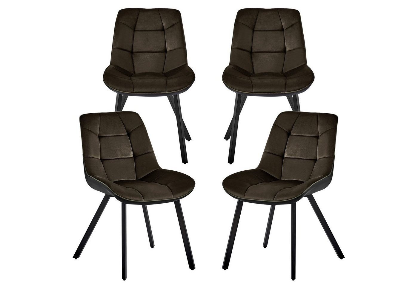 TRISENS Esszimmerstuhl Leonie (1er, 2er, 3er oder 4er Set, 4 St), Polstersessel mit abgestepptem Samtbezug Küchenstuhl in Velvetoptik von TRISENS