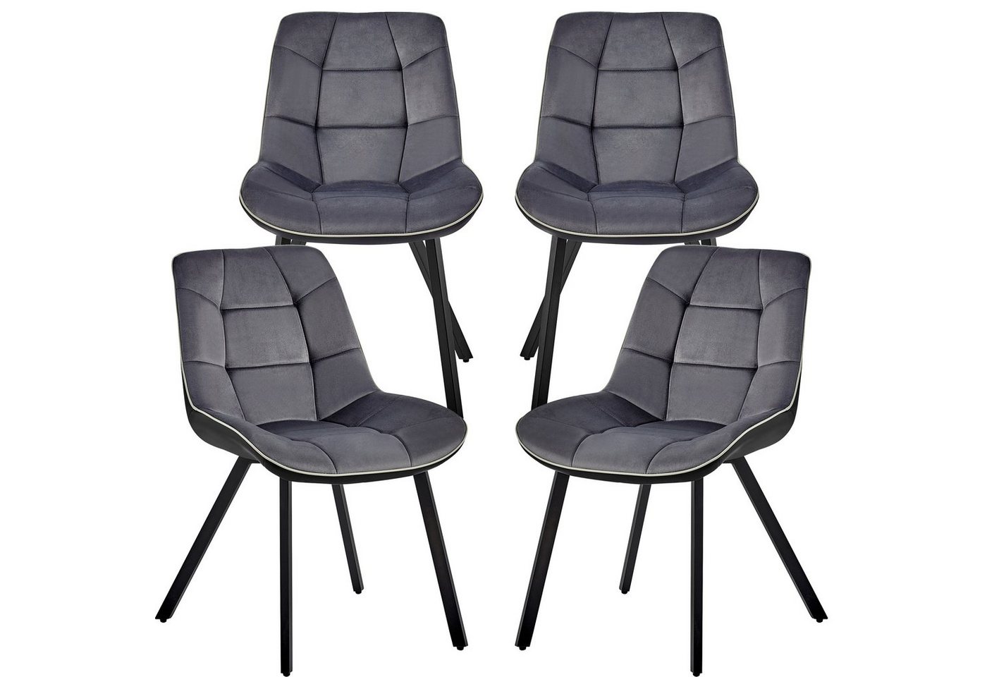 TRISENS Esszimmerstuhl Leonie (1er, 2er, 3er oder 4er Set, 4 St), Polstersessel mit abgestepptem Samtbezug Küchenstuhl in Velvetoptik von TRISENS