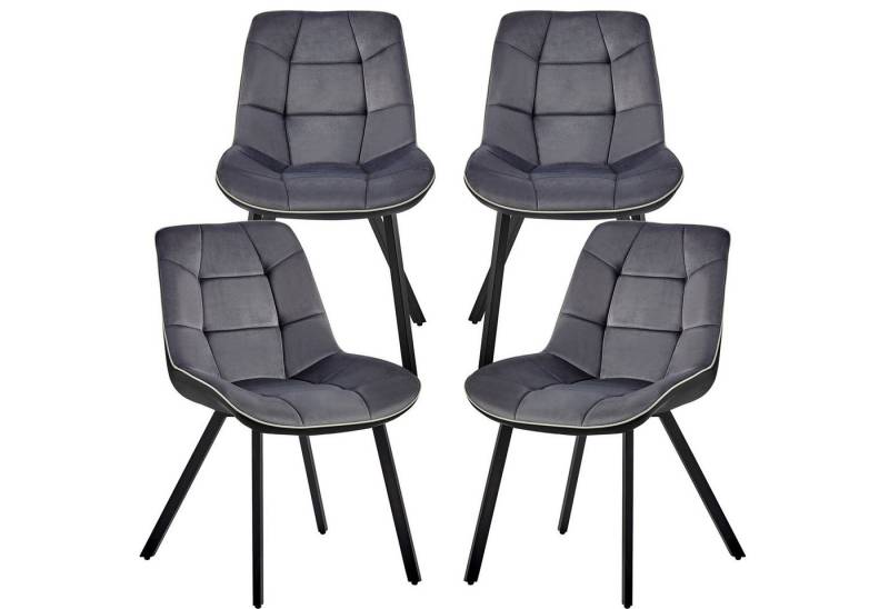 TRISENS Esszimmerstuhl Leonie (1er, 2er, 3er oder 4er Set, 4 St), Polstersessel mit abgestepptem Samtbezug Küchenstuhl in Velvetoptik von TRISENS