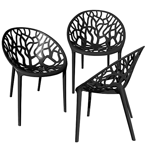 TRISENS Gartenstuhl Kunststoff Stapelstuhl Bistrostuhl Küchenstuhl Stuhl Stapelbar, Farbe:Schwarz, Menge:3 St. von TRISENS
