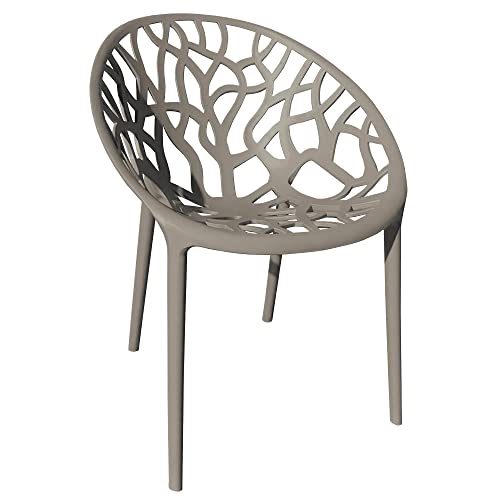 TRISENS Gartenstuhl Kunststoff Stapelstuhl Bistrostuhl Küchenstuhl Stuhl Stapelbar, Farbe:Taupe, Menge:1 St. von TRISENS