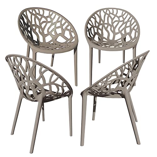 TRISENS Gartenstuhl Kunststoff Stapelstuhl Bistrostuhl Küchenstuhl Stuhl Stapelbar, Farbe:Taupe, Menge:4 St. von TRISENS
