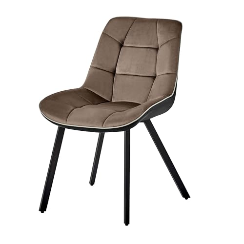 TRISENS Moderne Esszimmerstühle in Samt Lederoptik Esstischstühle - gepolsterte Küchenstühle mit abgestepptem Bezug - stabile Stühle Esszimmer mit Metallgestell, Farbe:Taupe, Menge:1 St. von TRISENS