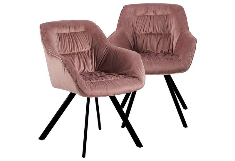 TRISENS Polsterstuhl Kalli (2er Pack, 2 St), Essstuhl mit abgestepptem Samtbezug Polstersessel in Velvetoptik von TRISENS