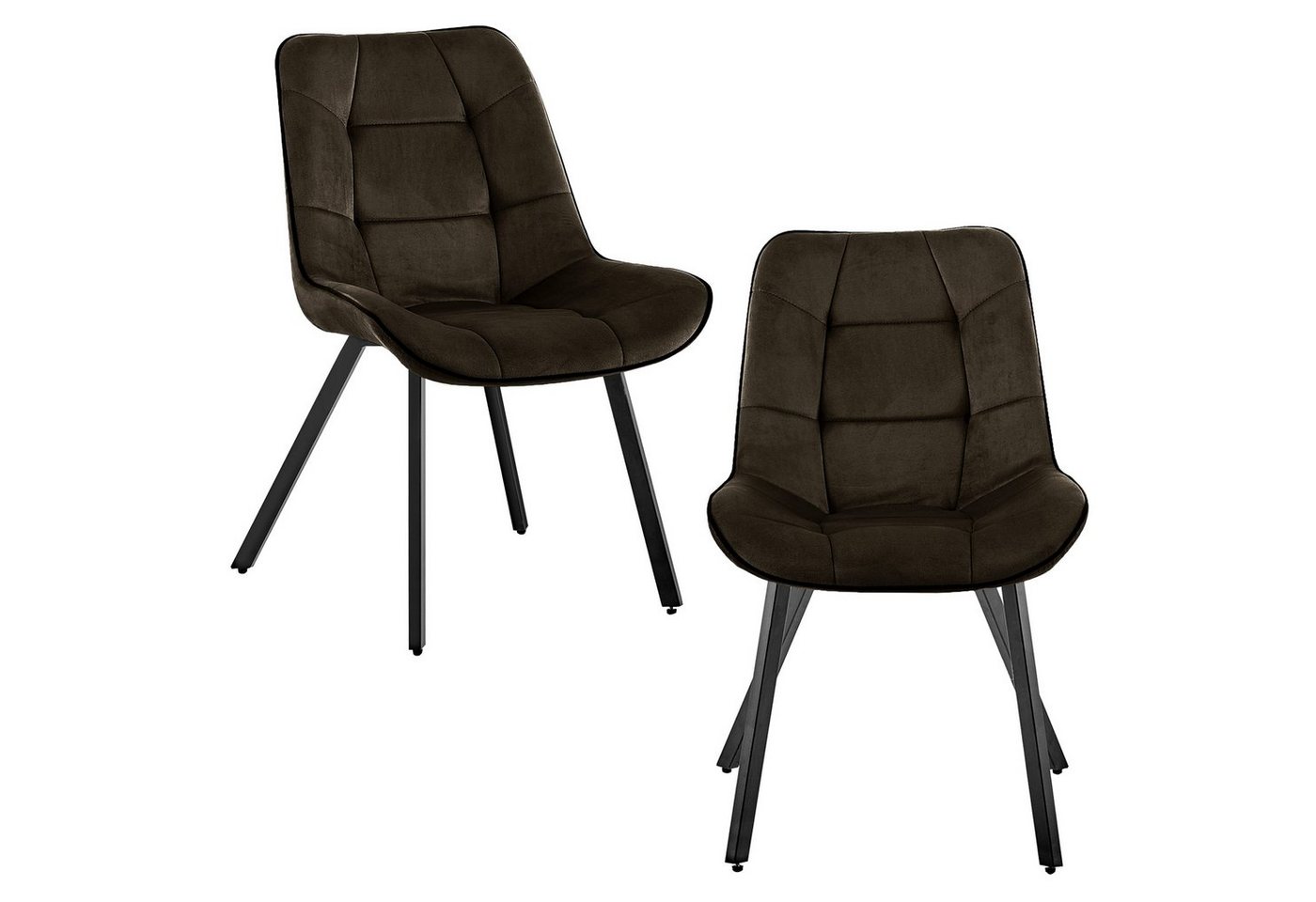 TRISENS Polsterstuhl Iris (Set, 2 St), Polstersessel mit abgestepptem Samtbezug Küchenstuhl in Velvetoptik von TRISENS