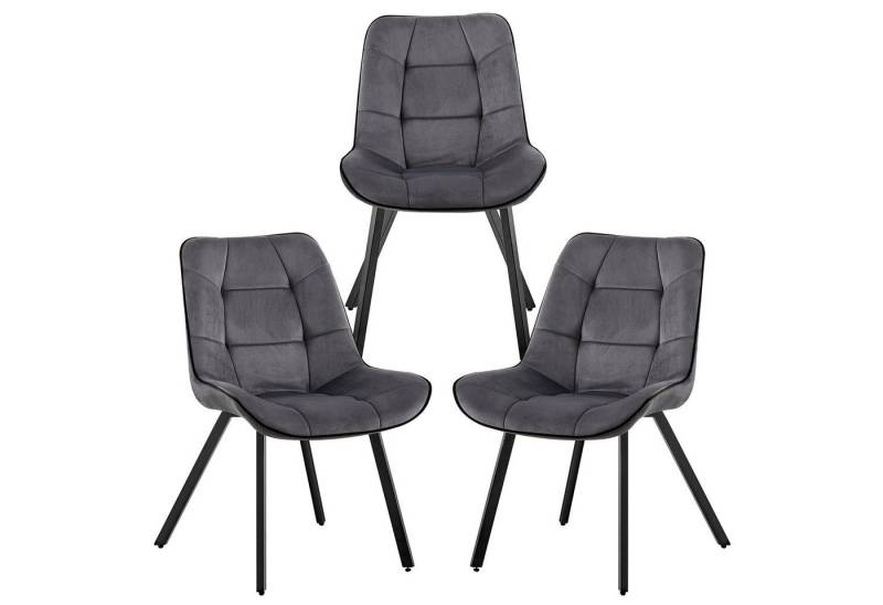 TRISENS Polsterstuhl Iris (Set, 3 St), Polstersessel mit abgestepptem Samtbezug Küchenstuhl in Velvetoptik von TRISENS