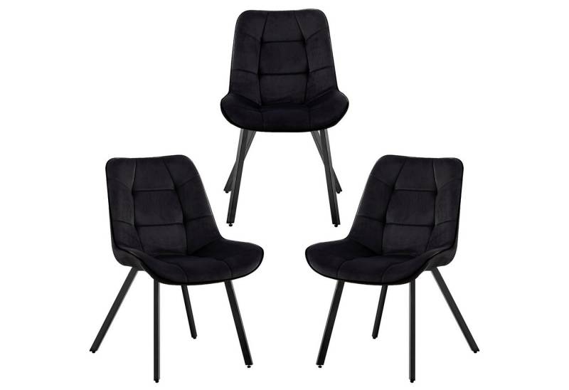 TRISENS Polsterstuhl Iris (Set, 3 St), Polstersessel mit abgestepptem Samtbezug Küchenstuhl in Velvetoptik von TRISENS