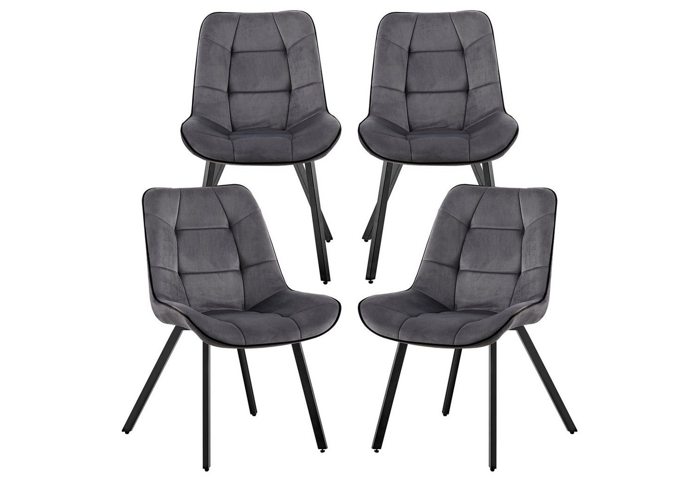 TRISENS Polsterstuhl Iris (Set, 4 St), Polstersessel mit abgestepptem Samtbezug Küchenstuhl in Velvetoptik von TRISENS