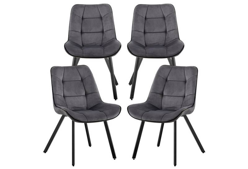 TRISENS Polsterstuhl Iris (Set, 4 St), Polstersessel mit abgestepptem Samtbezug Küchenstuhl in Velvetoptik von TRISENS