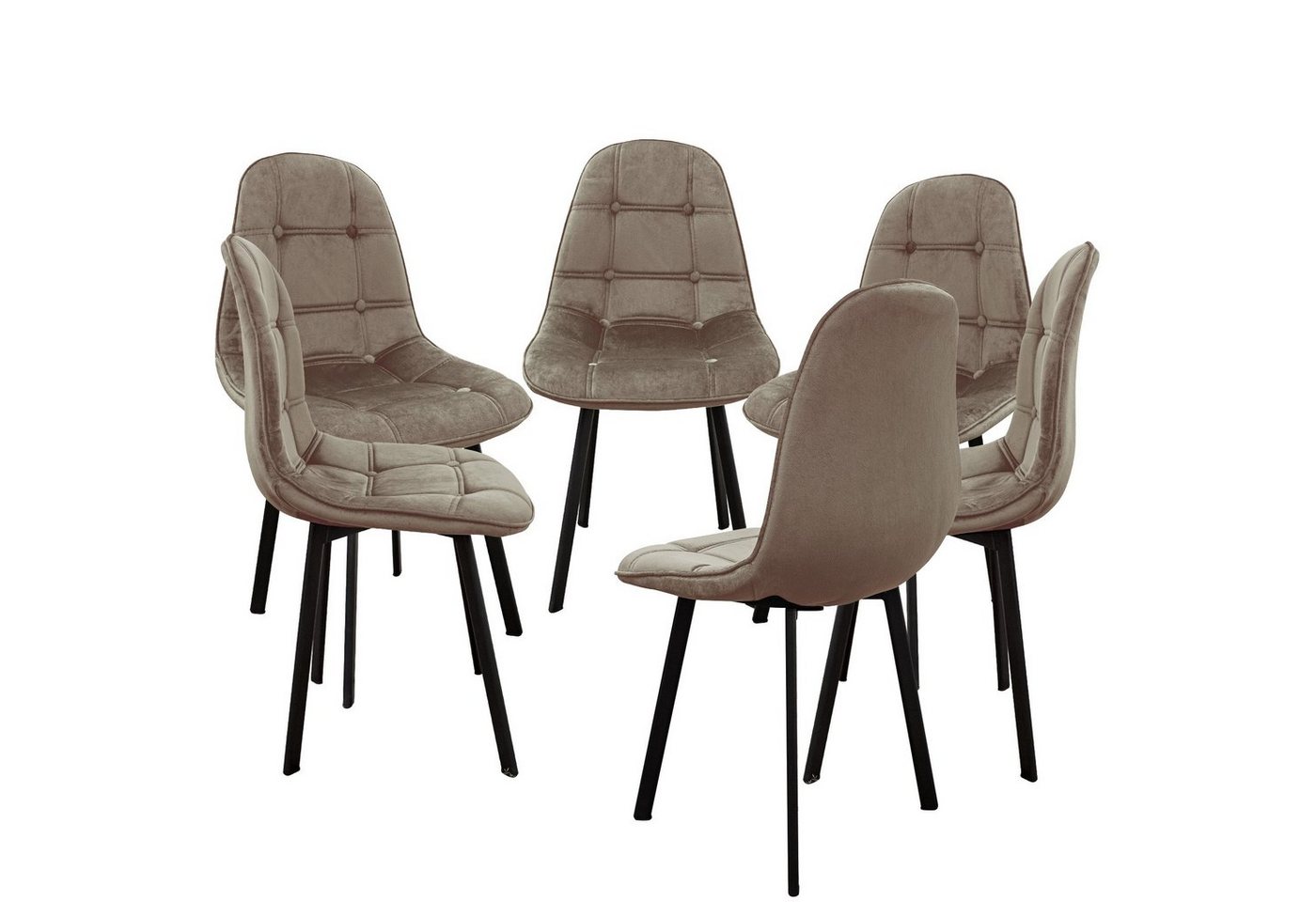 TRISENS Polsterstuhl Kassandra (2, 4, 6 oder 8 Stühle in einer Farbe, 6 St), Essstuhl abgesteppt ohne Armlehnen Küchenstuhl in Samt und Leder-Optik von TRISENS