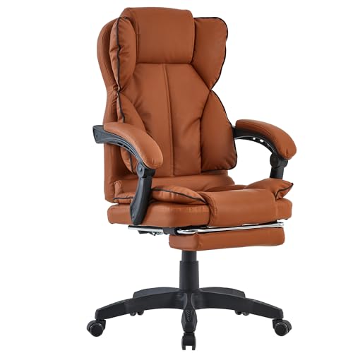 TRISENS Schreibtischstuhl ergonomisch mit Flexibler Rückenlehne & Kopfstütze - Bequemer Bürostuhl für Schreibtisch - Büro Stuhl, Drehstuhl, Chefsessel, Farbe:Braun -Schwarz von TRISENS