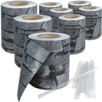 Pvc Sichtschutzstreifen 280 Meter Doppelstabmatten Zaun 8er Set - 8 Rollen á 35m x 19cm inkl.240 Befestigungsclips Zaunfolie Stein-Optik Windschutz von TRISENS
