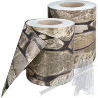 Pvc Sichtschutzstreifen 70 Meter Doppelstabmatten Zaun 2er Set - 2 Rollen á 35m x 19cm inkl.60 Befestigungsclips Zaunfolie in Bimsstein Windschutz von TRISENS