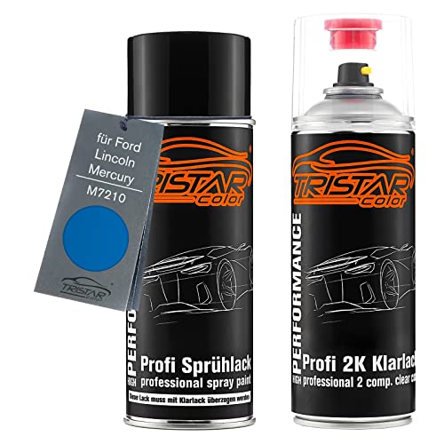 TRISTARcolor Autolack 2K Spraydosen Set für Ford/Lincoln/Mercury M7210 Grabber Blue Basislack 2 Komponenten Klarlack Sprühdose von TRISTARcolor