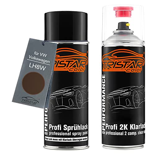 TRISTARcolor Autolack 2K Spraydosen Set für VW/Volkswagen LH8W Chestnut Brown Metallic Basislack 2 Komponenten Klarlack Sprühdose von TRISTARcolor