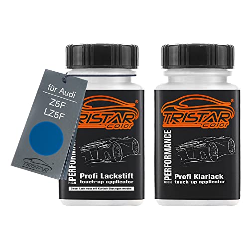 Autolack Lackstift Set für Audi Z5F / LZ5F Sprintblau Perl/Sprint Blue Perl Basislack Klarlack je 50ml von TRISTARcolor