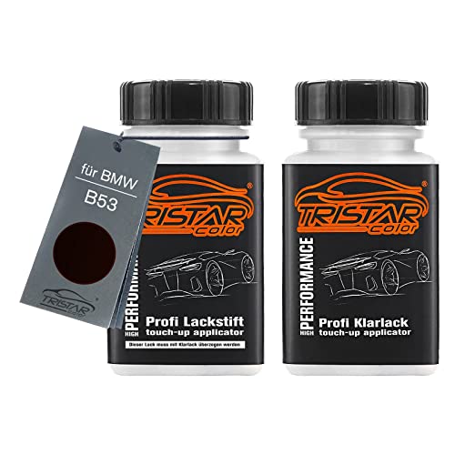 TRISTARcolor Autolack Lackstift Set für BMW B53 Sparkling Brown Metallic Basislack Klarlack je 50ml von TRISTARcolor