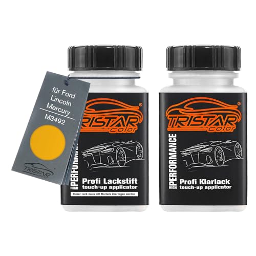 Autolack Lackstift Set für Ford/Lincoln/Mercury M3492 Prairie Yellow Basislack Klarlack je 50ml von TRISTARcolor