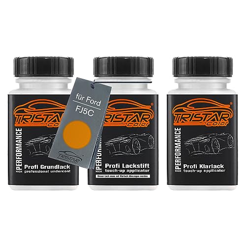 Autolack Lackstift Set für Ford FJ5C Tiger Eye Perl Grundlack Basislack Klarlack je 50ml von TRISTARcolor