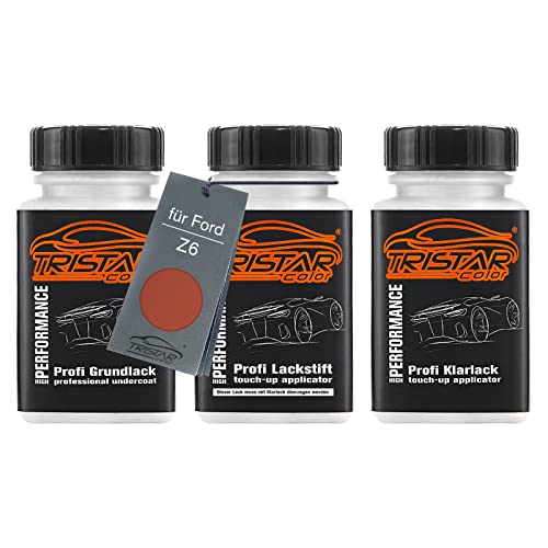 Autolack Lackstift Set für Ford Z6 Arizona Orange Perl Grundlack Basislack Klarlack je 50ml von TRISTARcolor