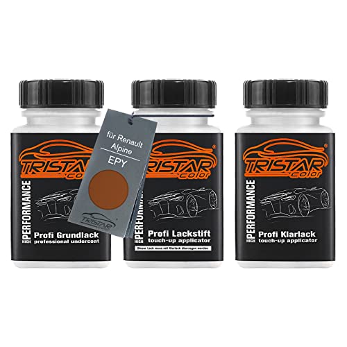 TRISTARcolor Autolack Lackstift Set für Renault/Alpine EPY Orange Atacama Nacre Metallic Grundlack Basislack Klarlack je 50ml von TRISTARcolor