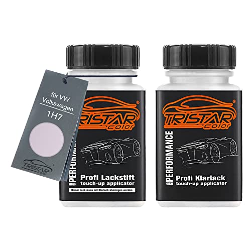 Autolack Lackstift Set für VW/Volkswagen 1H7 Le Mans Silver Metallic/Felgensilber Metallic Basislack Klarlack je 50ml von TRISTARcolor