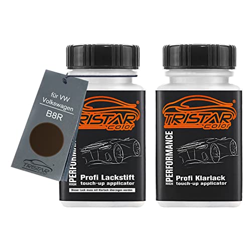 Autolack Lackstift Set für VW/Volkswagen B8R Black Oak Brown Metallic Basislack Klarlack je 50ml von TRISTARcolor