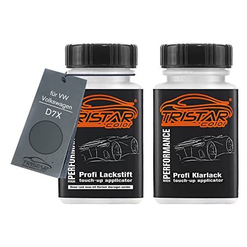 TRISTARcolor Autolack Lackstift Set für VW/Volkswagen D7X Platinum Grey Metallic/Gris Platino Metallic Basislack Klarlack je 50ml von TRISTARcolor