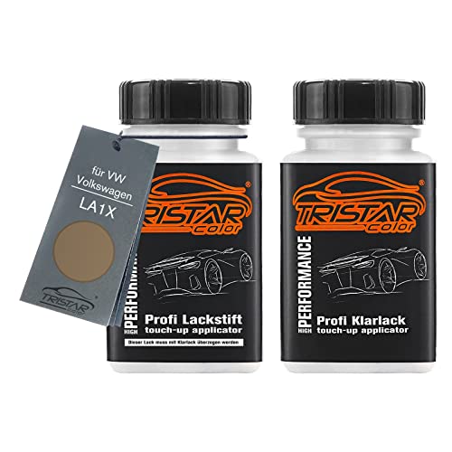 TRISTARcolor Autolack Lackstift Set für VW/Volkswagen LA1X Titanium Beige Metallic Basislack Klarlack je 50ml von TRISTARcolor