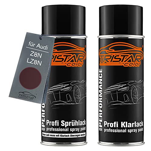 Autolack Spraydosen Set für Audi Z8N / LZ8N Andorrarot Perl Basislack Klarlack Sprühdose 400ml von TRISTARcolor