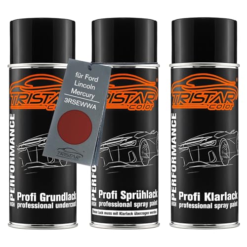 TRISTARcolor Autolack Spraydosen Set für Ford/Lincoln/Mercury 3RSEWWA Tango Perl Grundlack Basislack Klarlack Sprühdose 400ml von TRISTARcolor