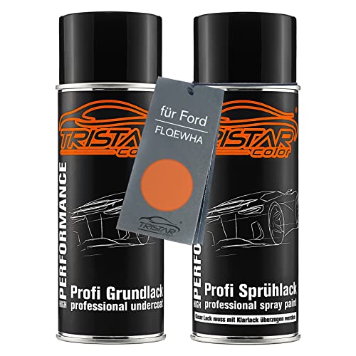 TRISTARcolor Autolack Spraydosen Set für Ford FLQEWHA Pride Orange Metallic Grundlack Basislack Sprühdose 400ml von TRISTARcolor