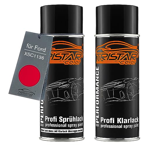 Autolack Spraydosen Set für Ford XSC1136 Venetian Red Basislack Klarlack Sprühdose 400ml von TRISTARcolor