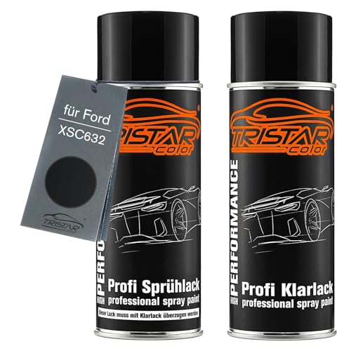 Autolack Spraydosen Set für Ford XSC632 Black Basislack Klarlack Sprühdose 400ml von TRISTARcolor