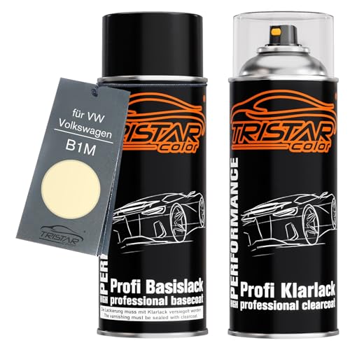 Autolack Spraydosen Set für VW/Volkswagen B1M Harvest Moon Beige/Harvestmoonbeige Basislack Klarlack Sprühdose 400ml von TRISTARcolor