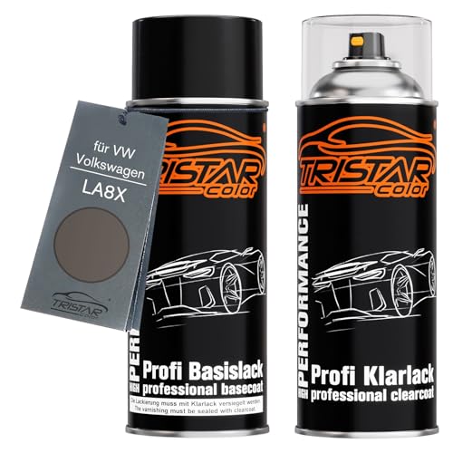 TRISTARcolor Autolack Spraydosen Set für VW/Volkswagen LA8X Kaschmirbraun Metallic/Cashmere Brown Metallic Basislack Klarlack Sprühdose 400ml von TRISTARcolor