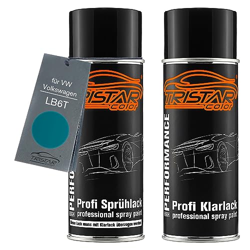 TRISTARcolor Autolack Spraydosen Set für VW/Volkswagen LB6T Türkis Metallic/Turquoise Metallic Basislack Klarlack Sprühdose 400ml von TRISTARcolor